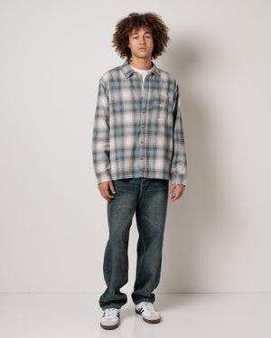 Mens Script Long Sleeve Flannel Shirt