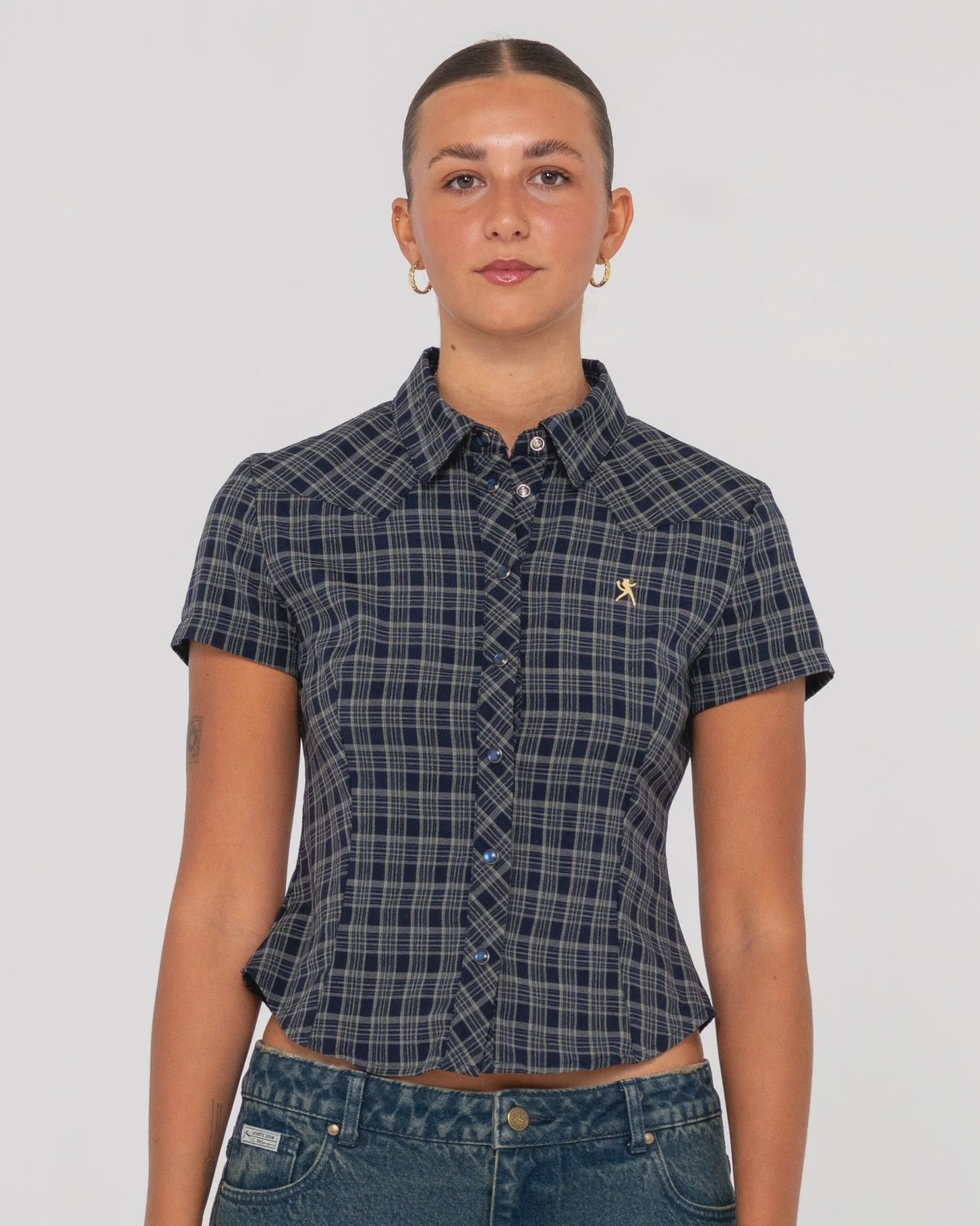 Wendy Short Sleeve Fitted Check Shirt