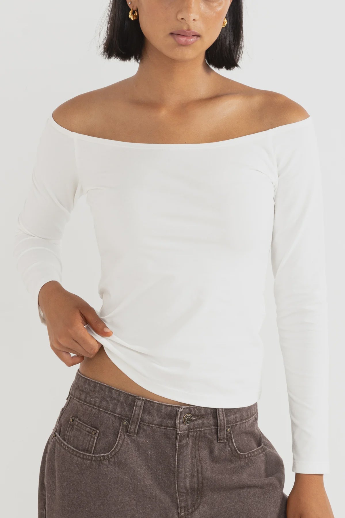 Iris Off Shoulder Long Sleeve Jersey Top