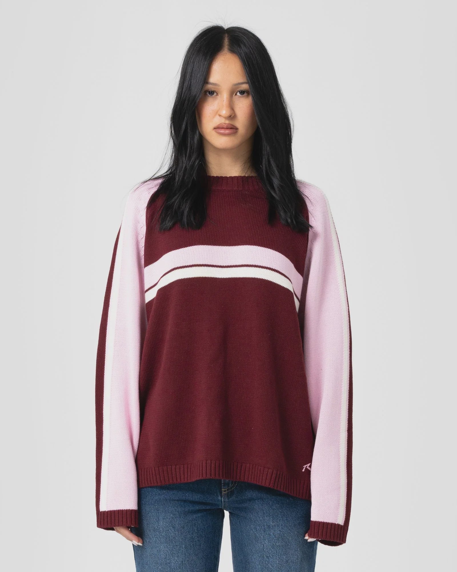White Lines Two Crew Neck Knit