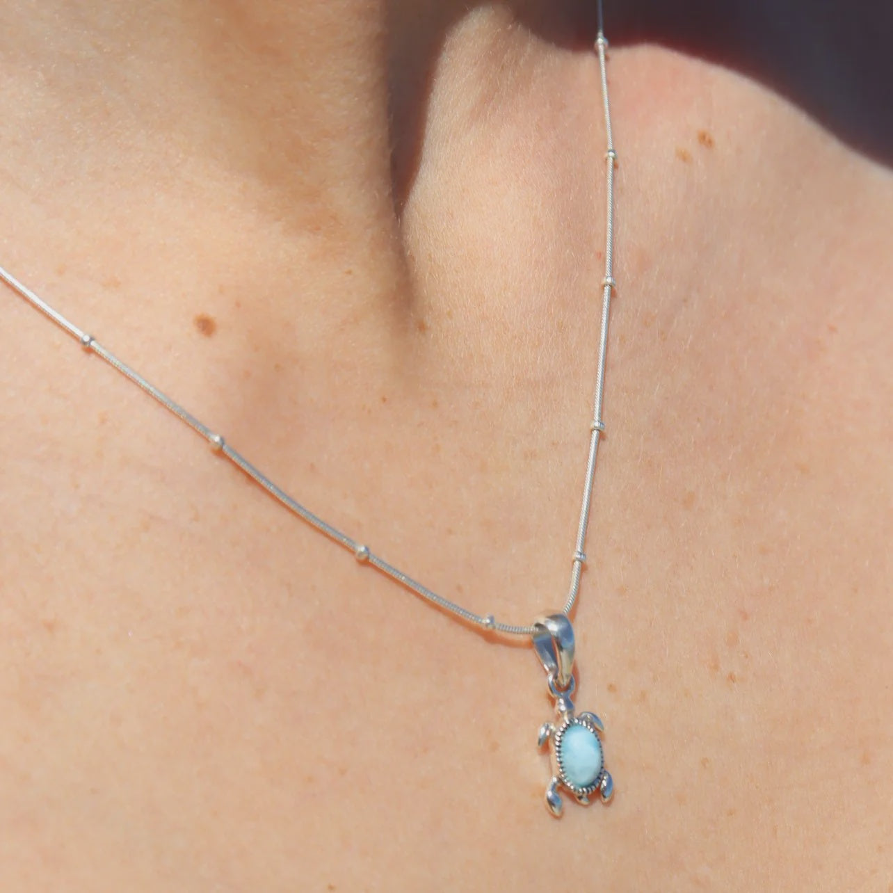 Sea Turtle Larimar Necklace