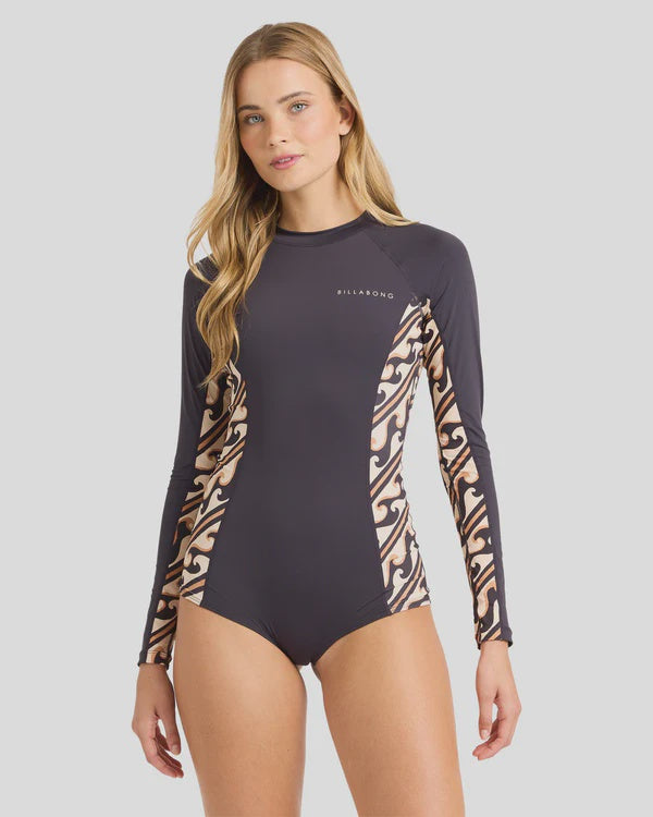 Womens Dark Wave Long Sleeve Bodysuit Rash Vest