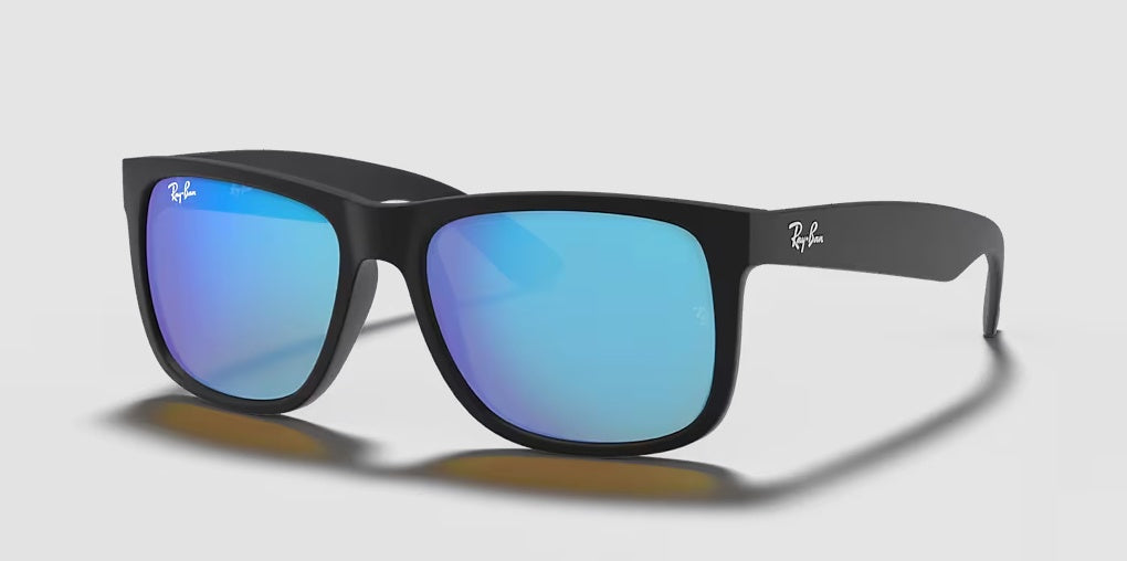 Justin Classic - Rubber Black Frame Blue Flash Lenses