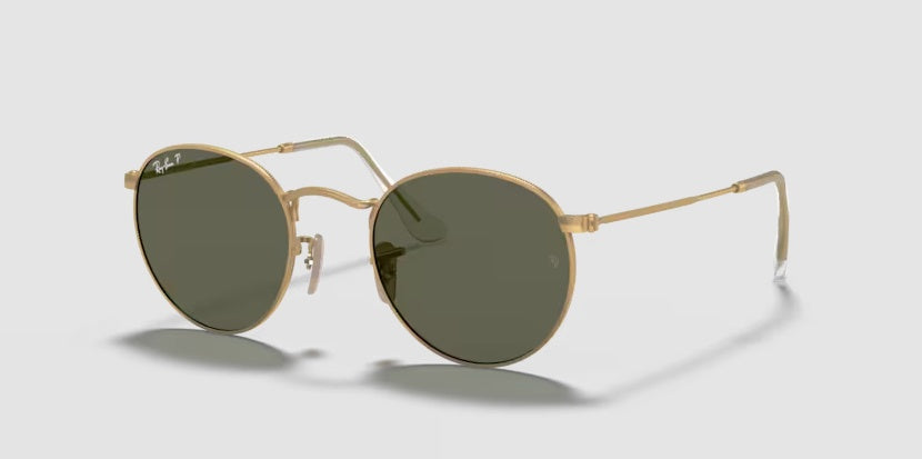 Round Metal - Matte Arista Gold Frame G-15 Green Lenses