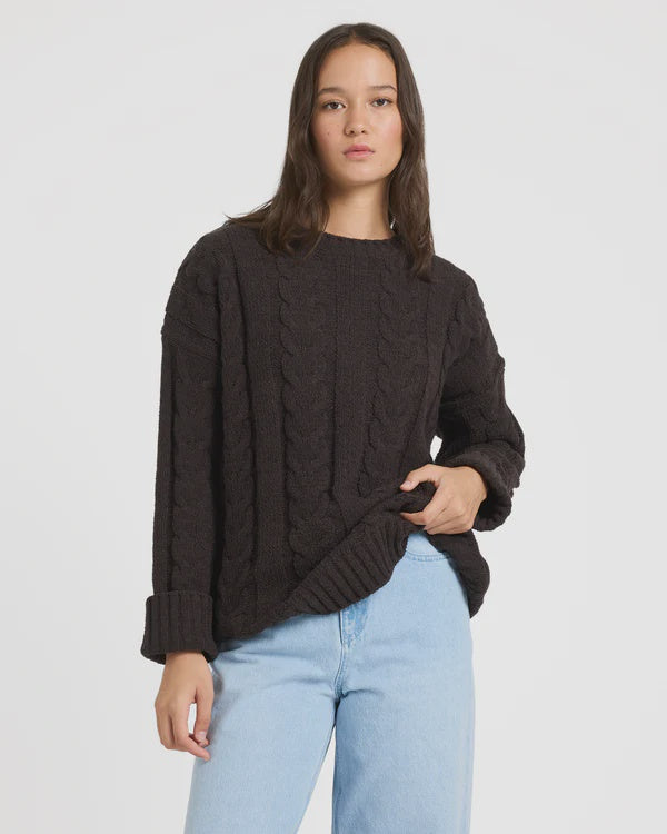 Womens Cable Cover Crew Neck