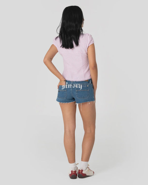 Low Key Graphic Denim Micro Short - Hollow Surf Shop