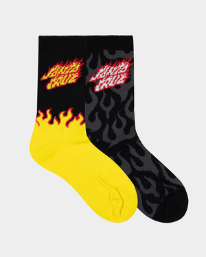 Flaming Stack Boys Crew Socks (2 Pack)