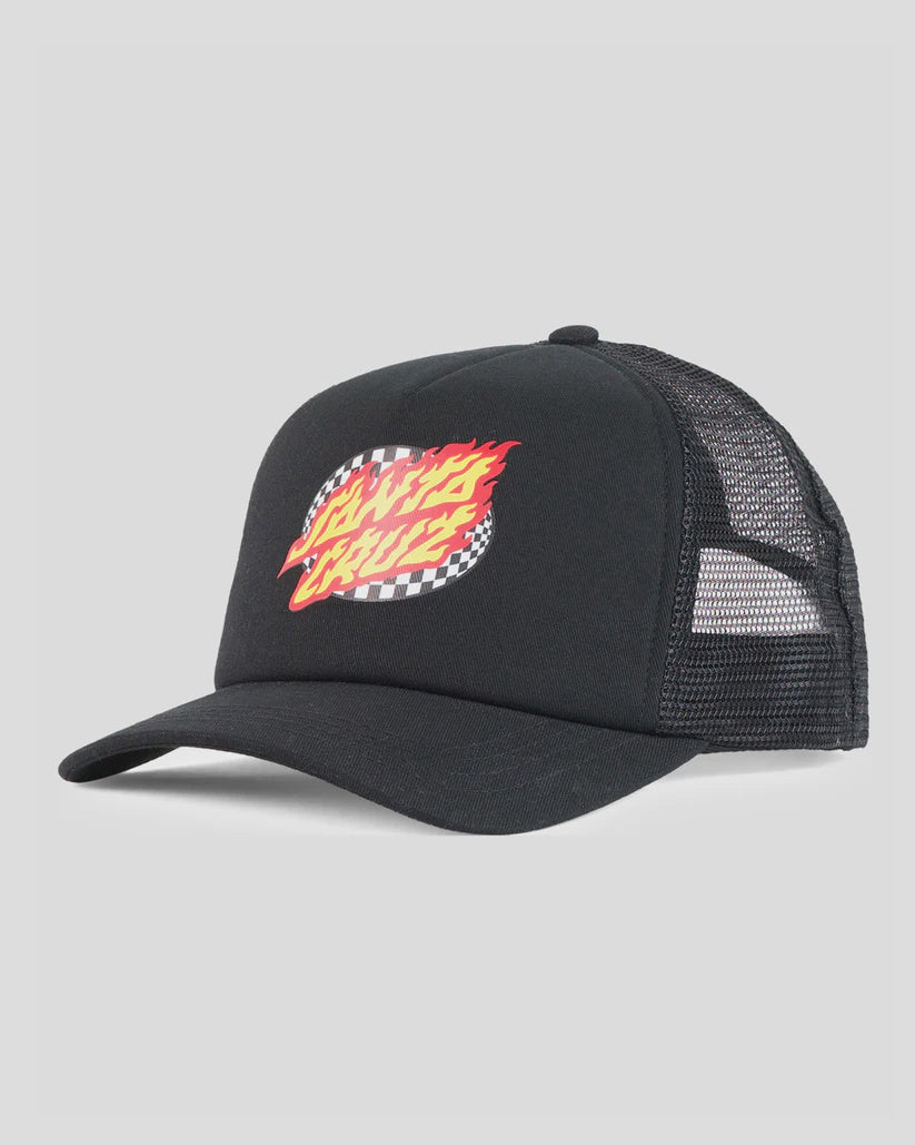 Oval Check Flame Dot Boys Trucker Cap