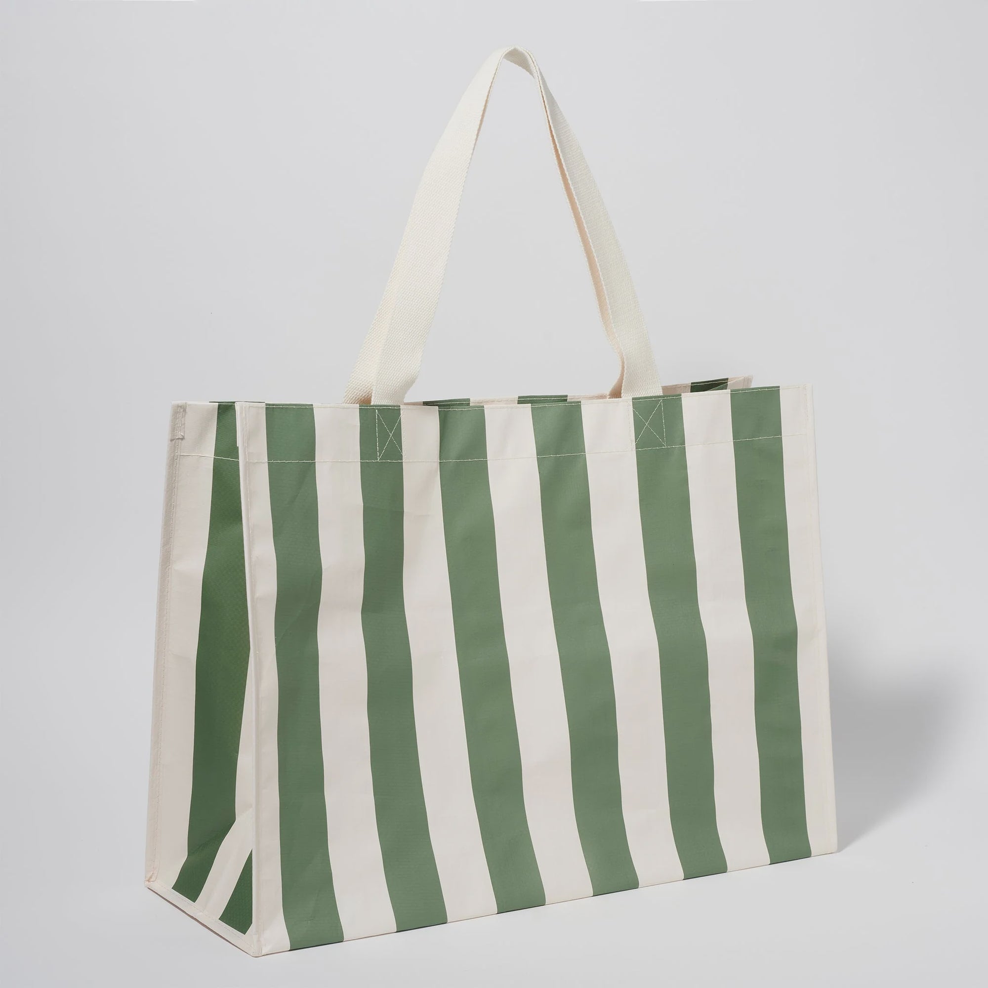 Carryall Beach Bag - The Vacay Olive Stripe