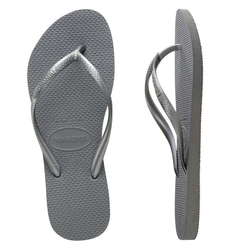 Slim Metallic Steel Grey Thongs