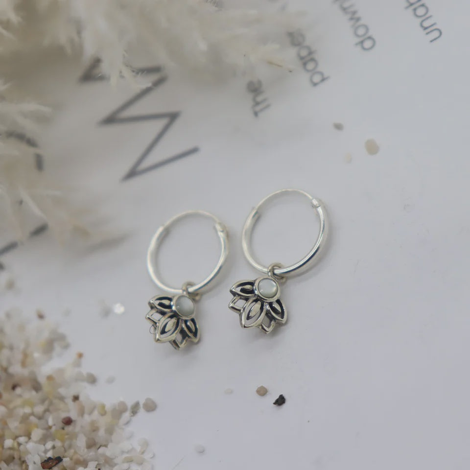 Amaya Mother of Pearl Huggie Earrings