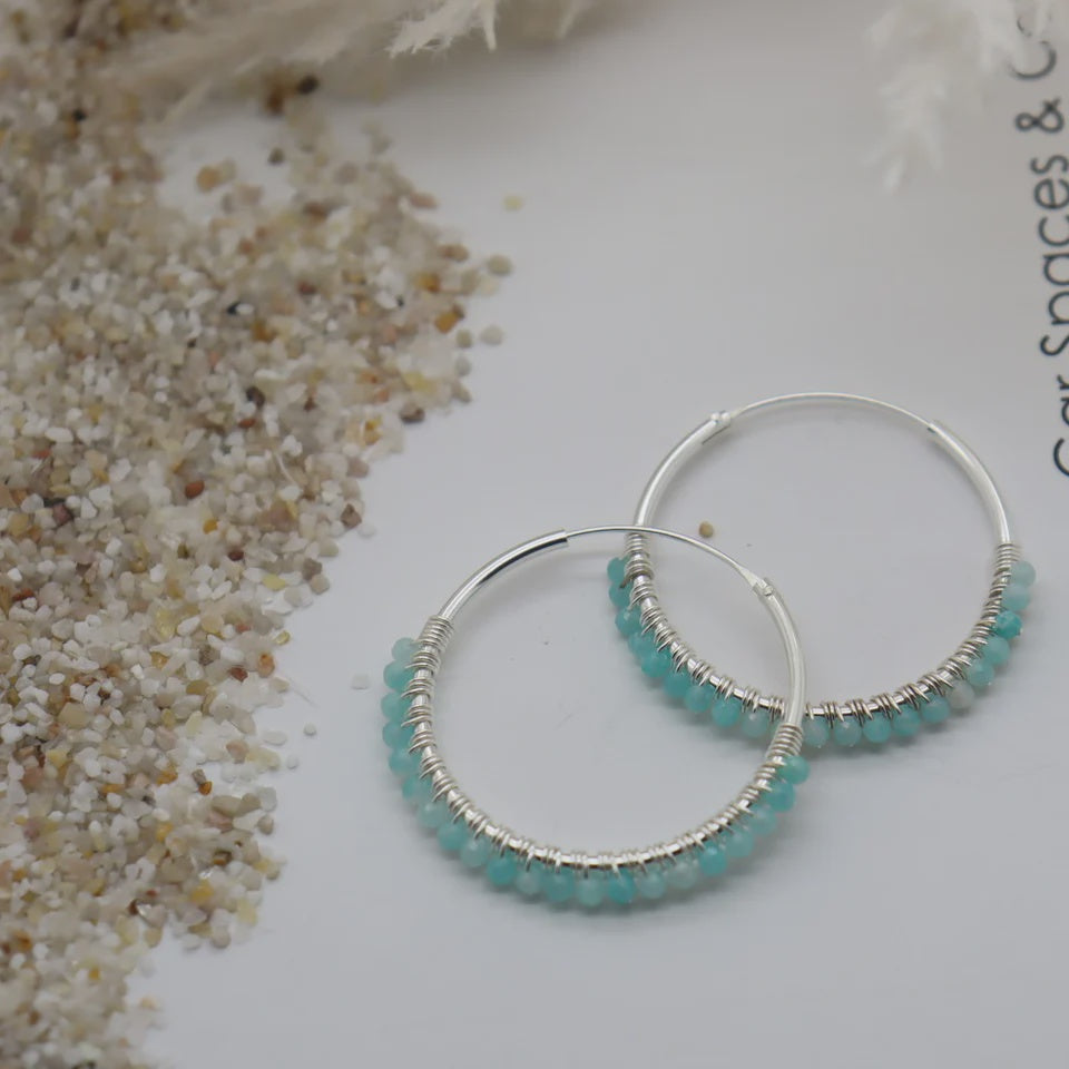 Amazonite Hoop Large Earrings