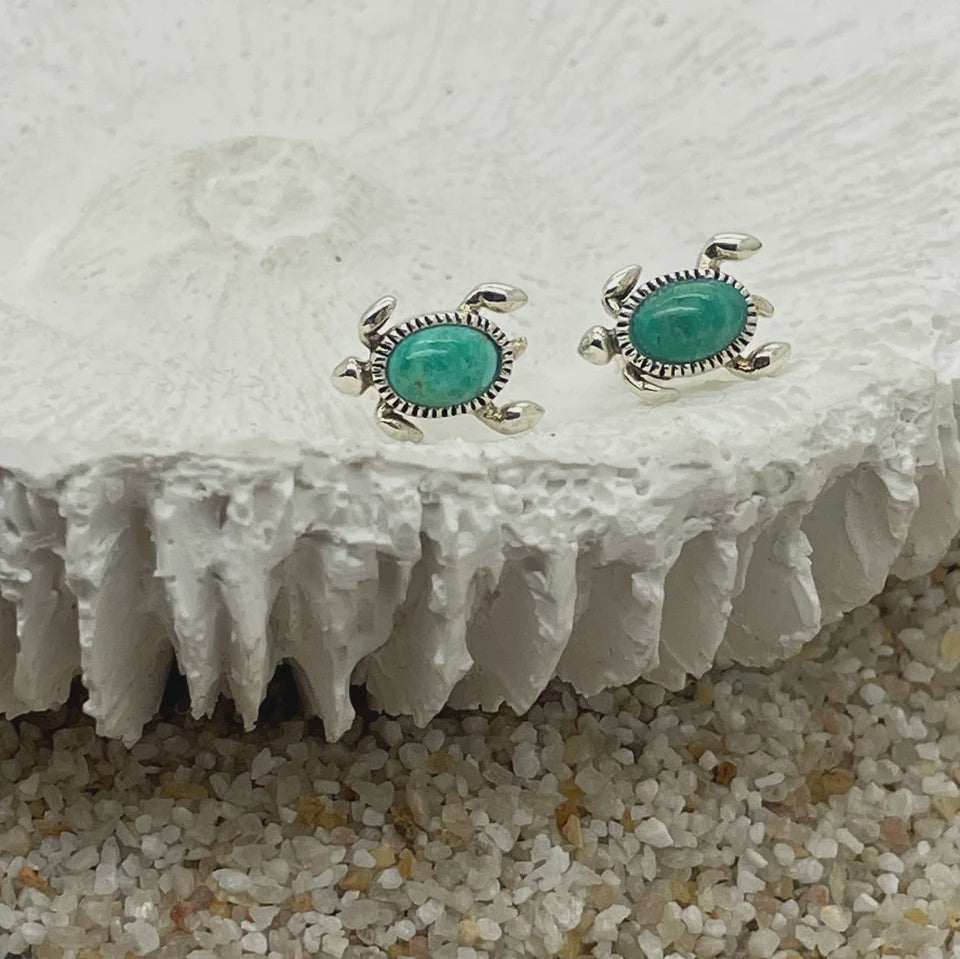 Turquoise Sea Turtle Stud Earrings