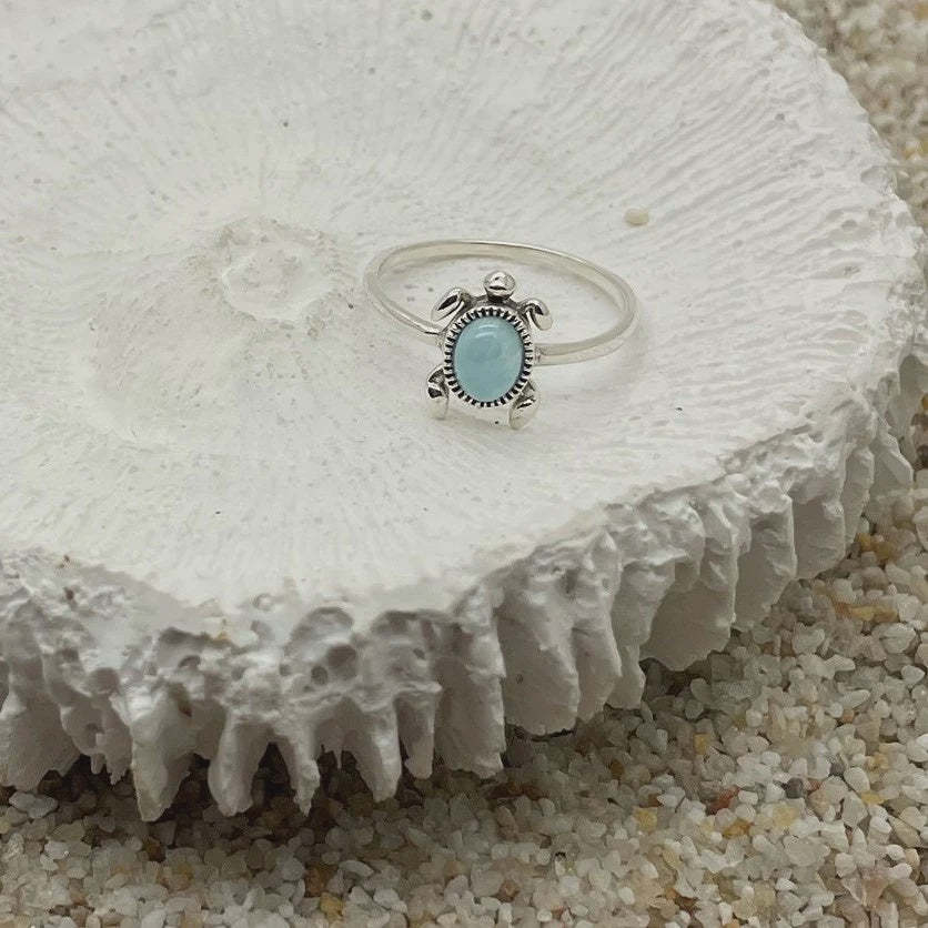 Sea Turtle Ring Larimar
