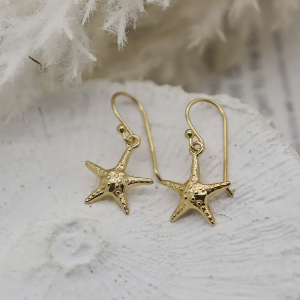 Starfish Drop Earrings Gold