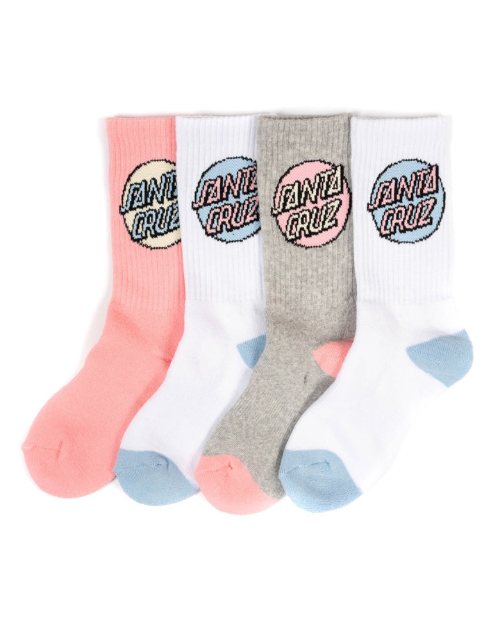 Girl's Pop Dot Socks - 4 Pairs