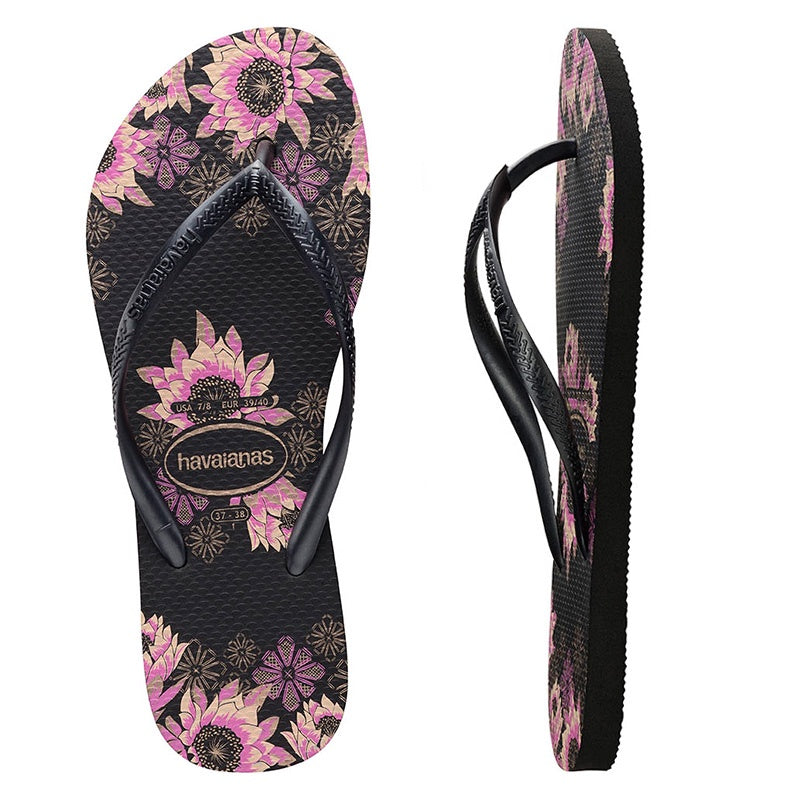 Slim Organic Black/Dark Grey/Rose Gold Thongs