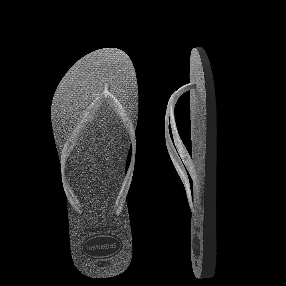 Kids Slim Gloss Thongs - Black