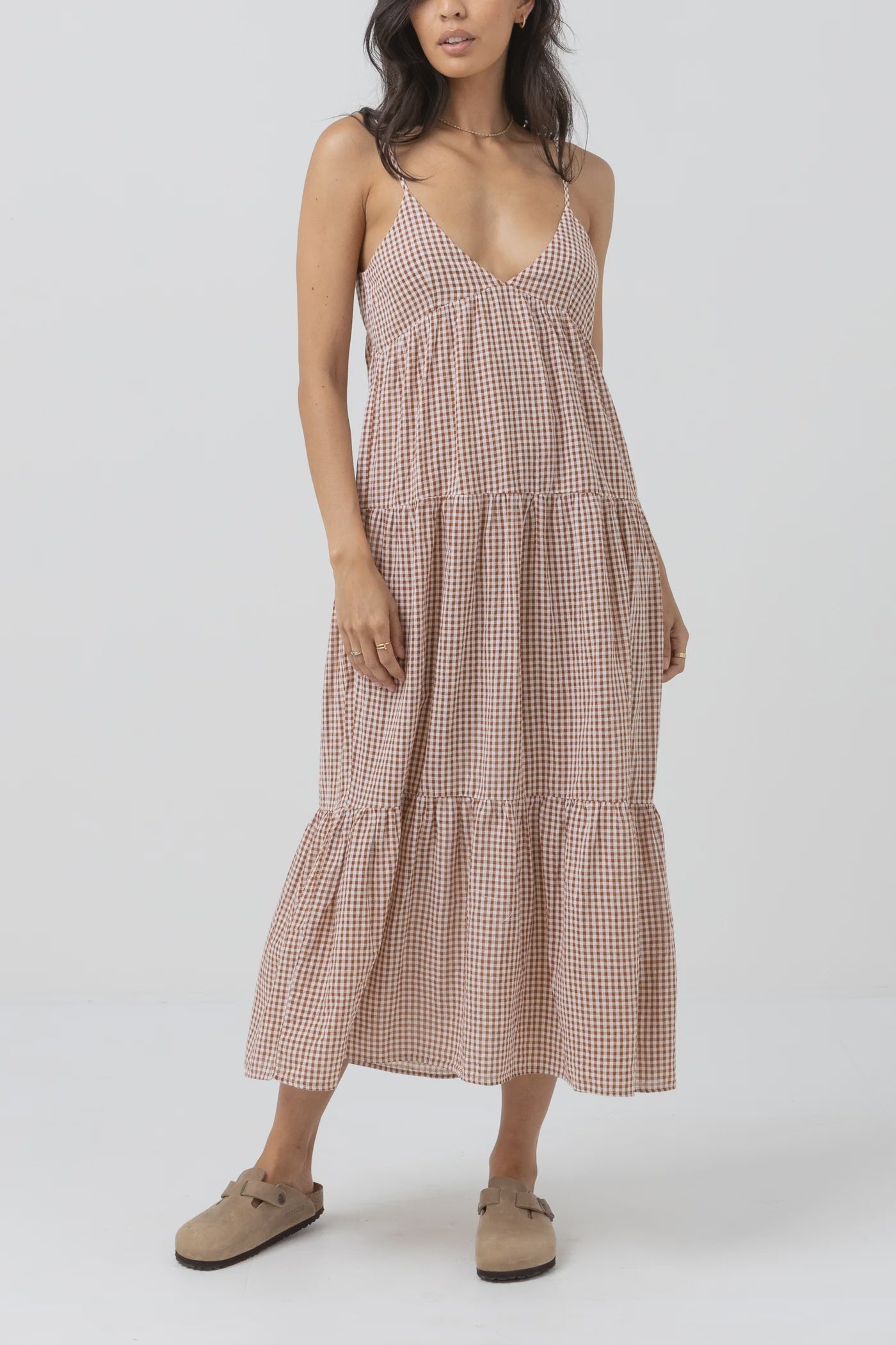 Lola Check Tiered Midi Dress