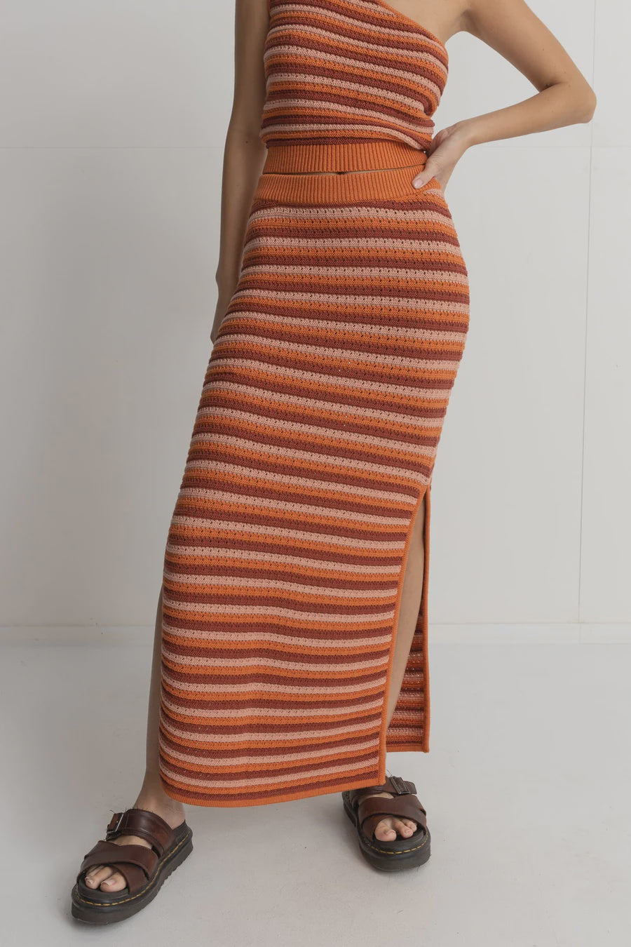 Spirit Knit Stripe Midi Skirt