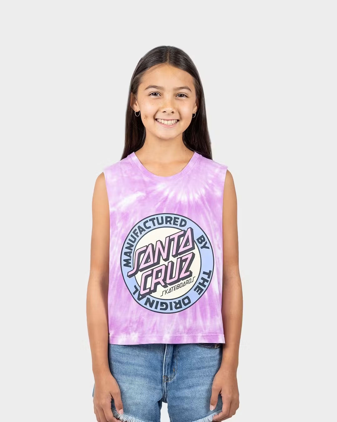 MFG Dot Front Girls Cropped Muscle T-Shirt