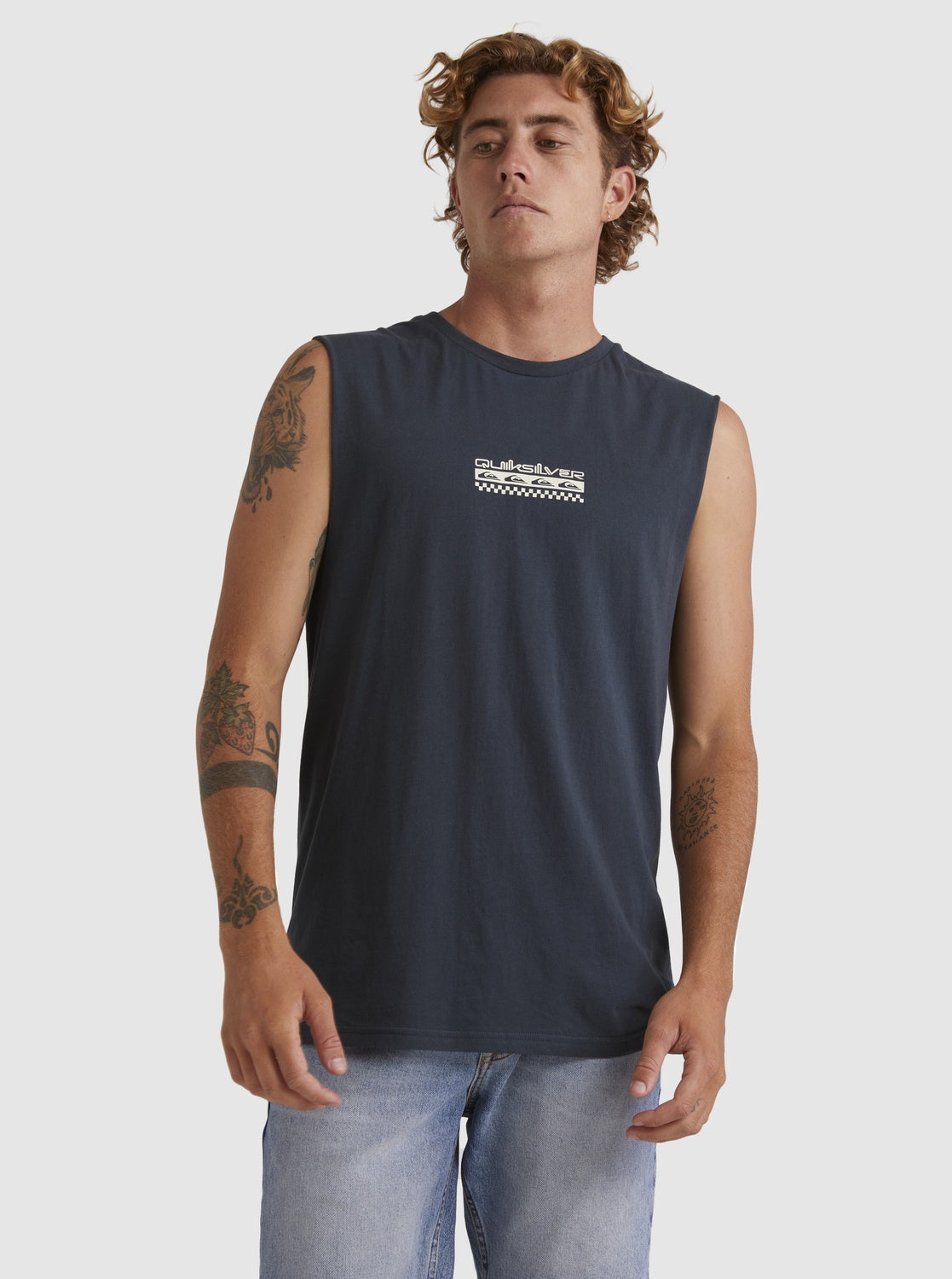 Mens Omni Check Turn Sleeveless Muscle T-Shirt